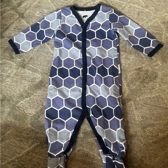 monica + andy Other - Blue Hexagon Pattern Baby Onesie